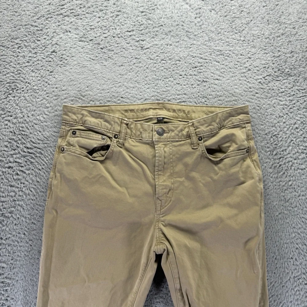 American Eagle Outfitters Flex Jeans Men 34x28 Beige Denim Straight Slim Stretch